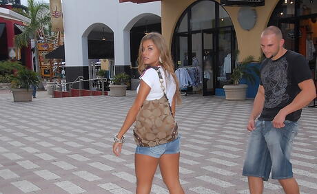 Sultry brazilian Bella Beyle in sexy shorts suck rod and fuck 